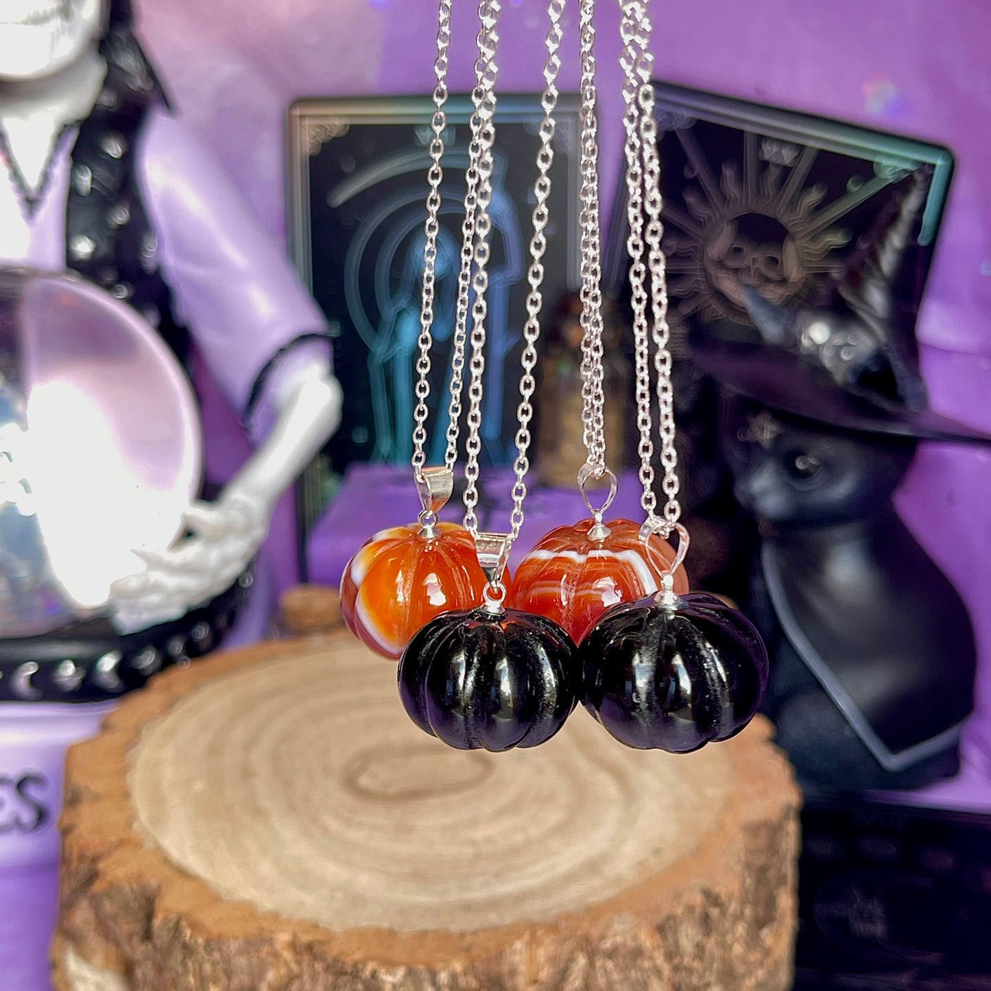 pumpkin necklace on 925 sterling silver chain (18 inch)