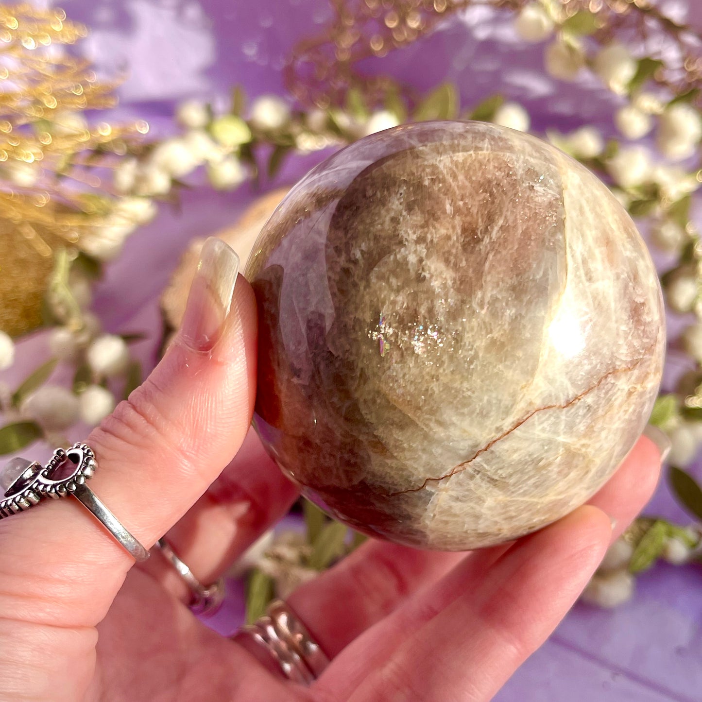 moonstone with sunstone sphere