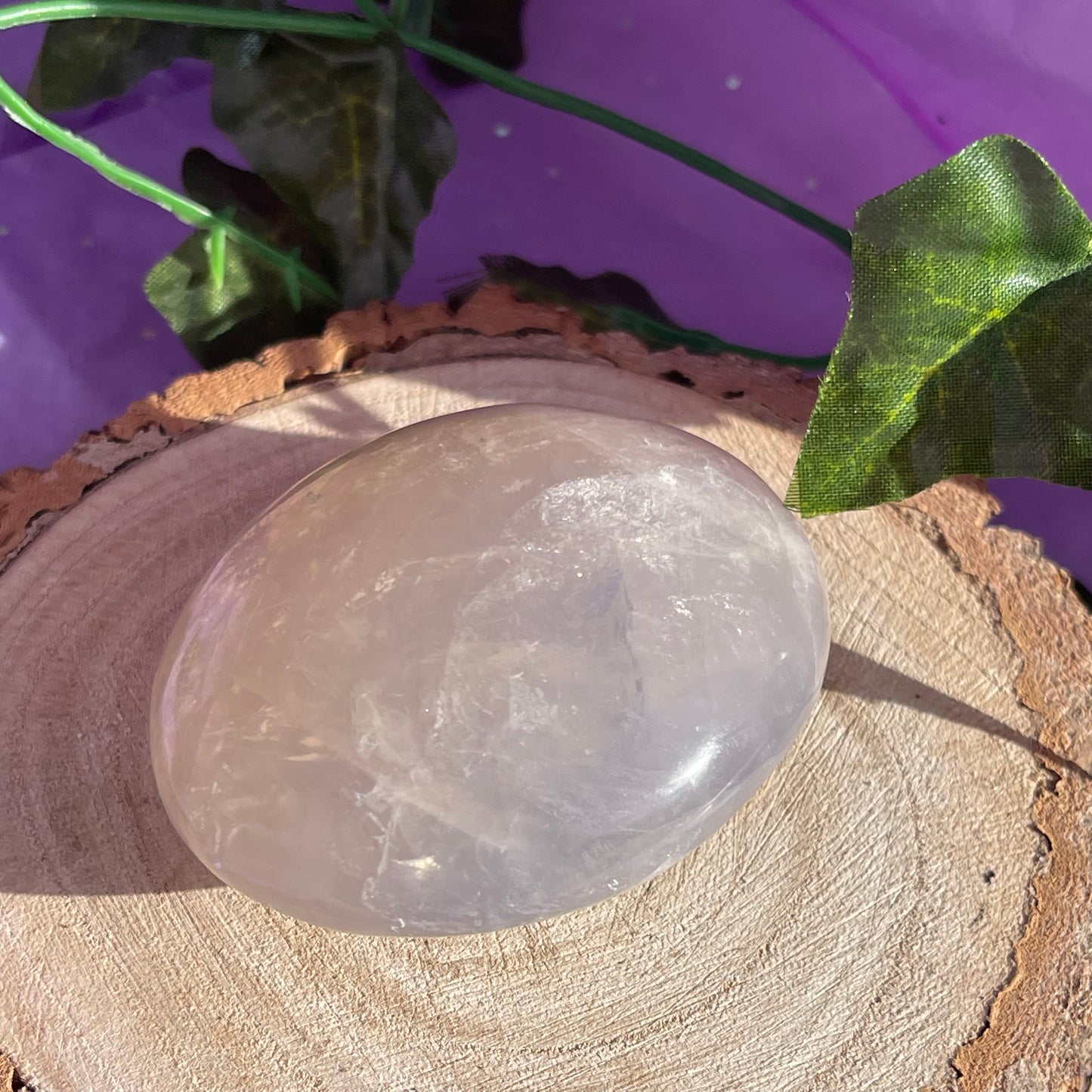 blue rose quartz palm stone