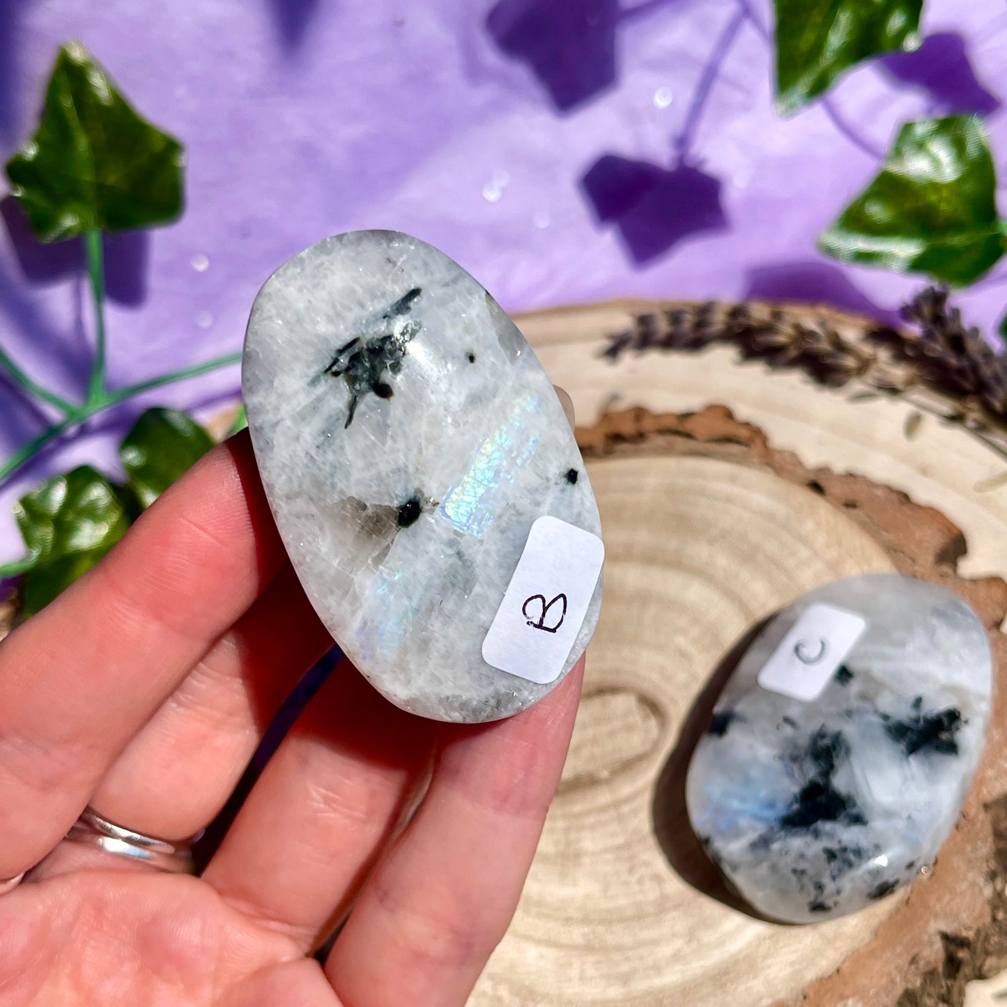 rainbow moonstone palm stone - choose your own