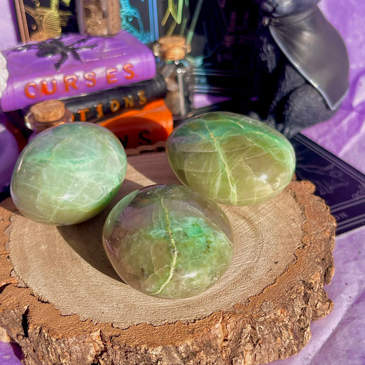 garnierite green moonstone palm stones ~ intuitively chosen