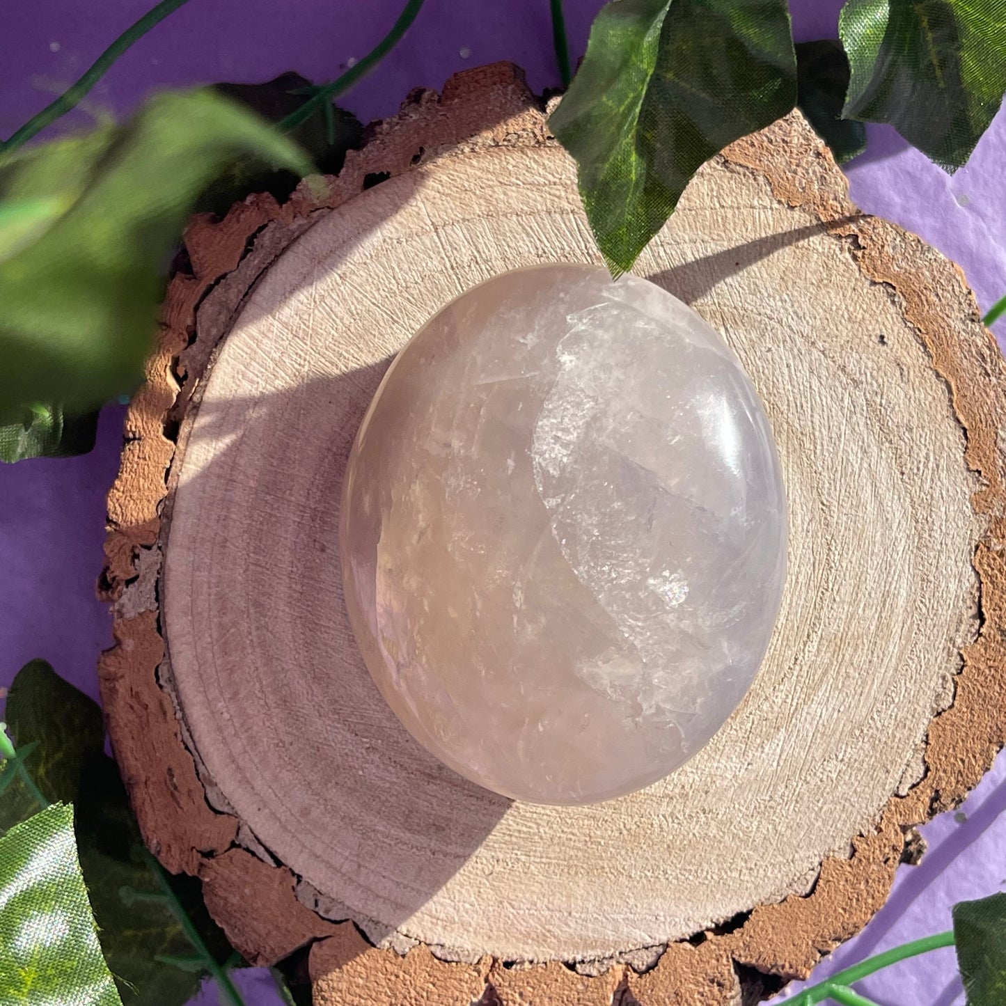 blue rose quartz palm stone