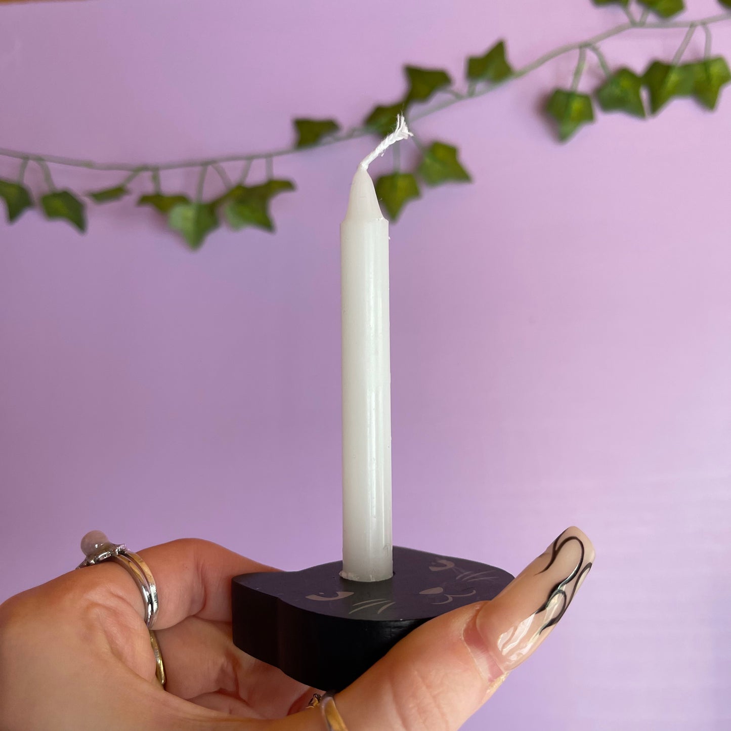 black cat spell candle holder