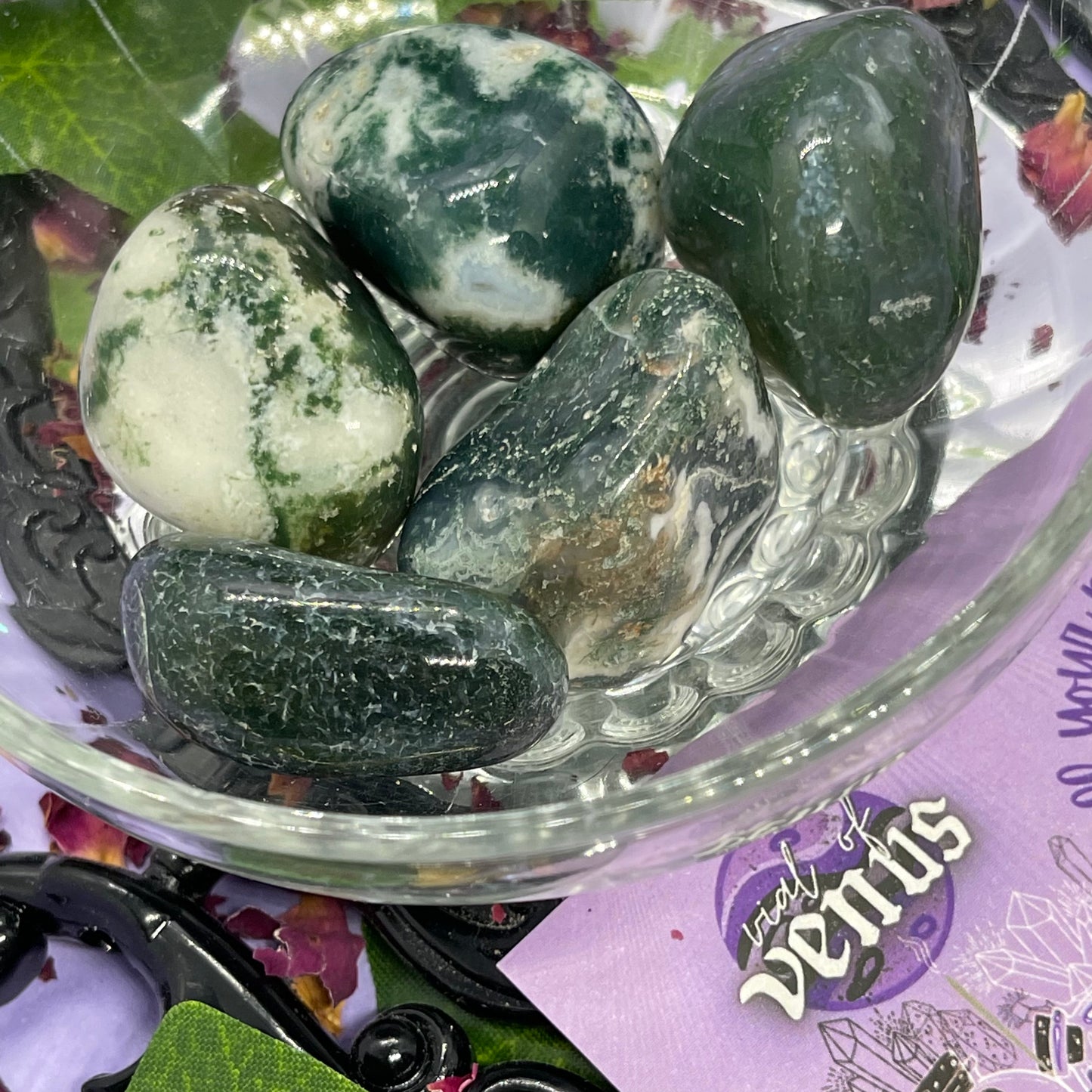 moss agate L tumble