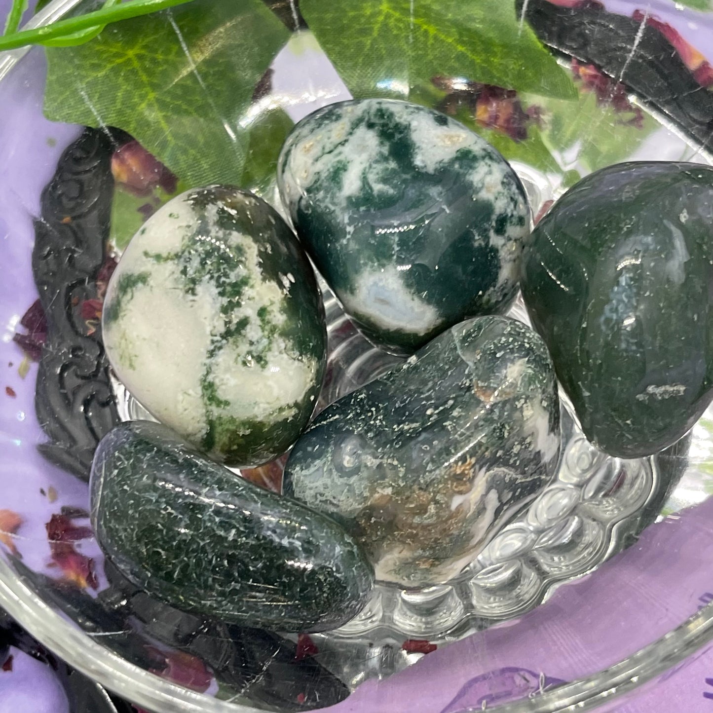 moss agate L tumble