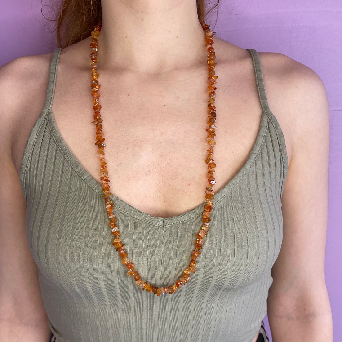 carnelian crystal chip necklace